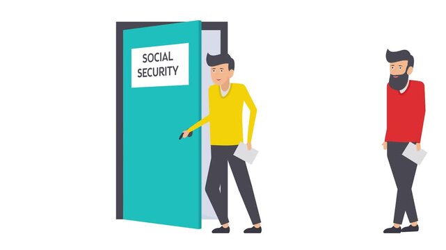 Social Security Administration Office animation, Social Anxiety or Social Phobia animated video, Economic Assistance clip, Unemployment Benefits footage, Unconditional Income motion graphics