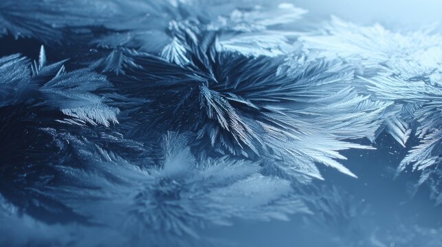 Intricate Ice Crystals Formed on a Cold Metal Surface Showcasing Natural Frost Patterns