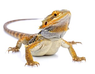 Naklejka premium Bearded dragon with white bg.
