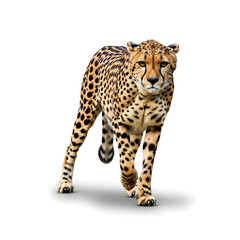 Naklejka premium A cheetah walking towards the camera in a savannah landscape environment