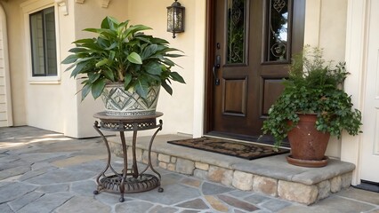 Fototapeta premium Entrance door with plant 