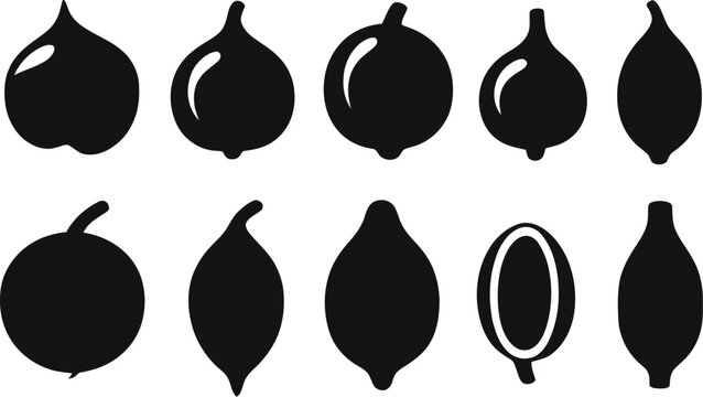 Tamarind Pod Icon Set Vector Collection for Tropical Fruits Food Organic and Botanical Design Elements
