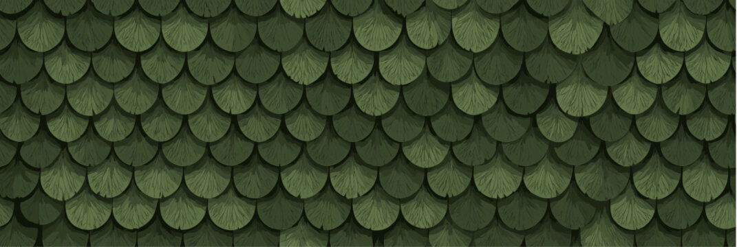 Green fish scale pattern seamless background texture. Overlapping green scales creating a seamless repeating pattern design