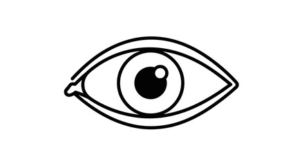 Obraz premium Outline Eye Icon with Black Pupil Representing Vision and Sight on Isolated White Background