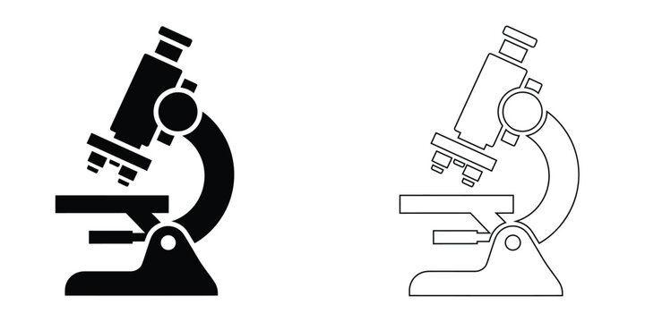 Black silhouette of a compound microscope science laboratory