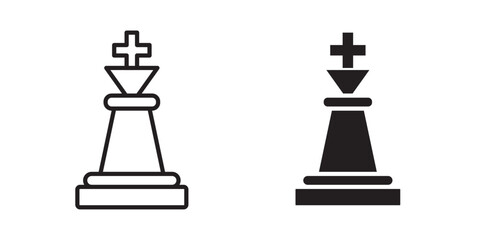 Chess king icon  Minimal Chess King Icon Collection  Black & White King Chess Piece Symbols  Strategy Game King Icons Vector Style  Chess King Silhouette and Outline Set © MuhammadKhaqan