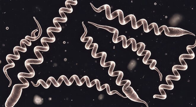 Digital illustration of spirochetes bacteria, the causative agents of diseases like syphilis.