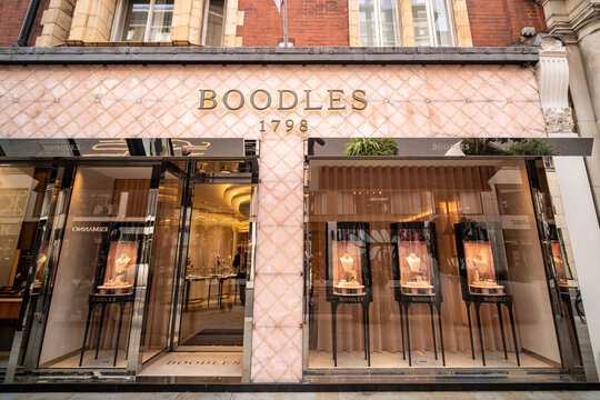 LONDON -  Sloane Street Knightsbridge &ndash; Boodles luxury jewelry retail storefront.