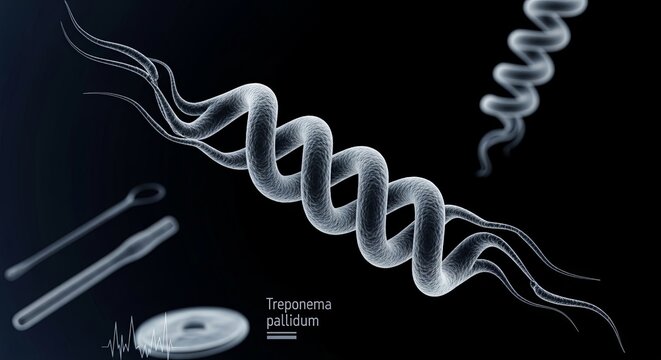 Detailed 3D render of the Treponema pallidum bacteria isolated image