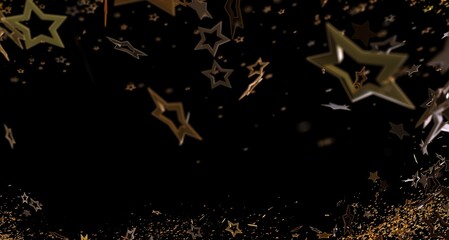 Elegant abstract background with golden stars falling on a black backdrop perfect for celebrations and greetings. Great © vegefox.com