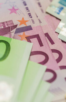 Macro shot of euro currency, showcasing money, finance, and wealth concepts. Ideal for financial the