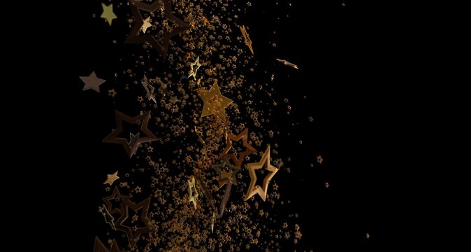 Golden stars falling on a dark backdrop. Perfect for holiday themes, celebrations, and festive designs. Evokes joy, magi