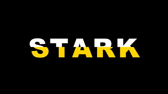 Stark, contrasting colors, black and white background, yellow accents, bold typography