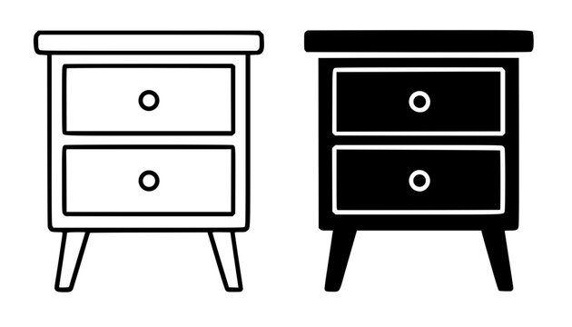 Nightstand illustration, outline and silhouette icon
