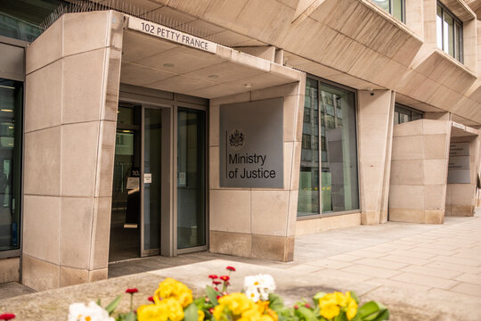 LONDON - Ministry of Justice entrance 102 Petty France Whitehall London government building