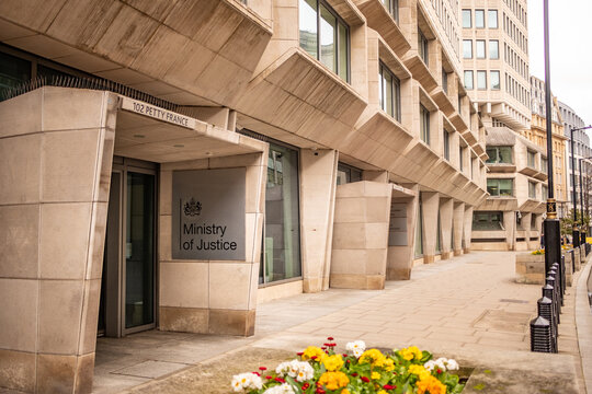 LONDON - Ministry of Justice entrance 102 Petty France Whitehall London government building