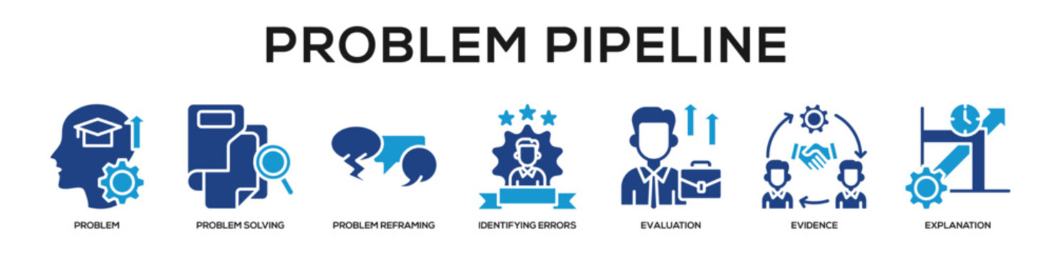 Glyphcolor - Problem Pipeline web banner icon vector illustration concept