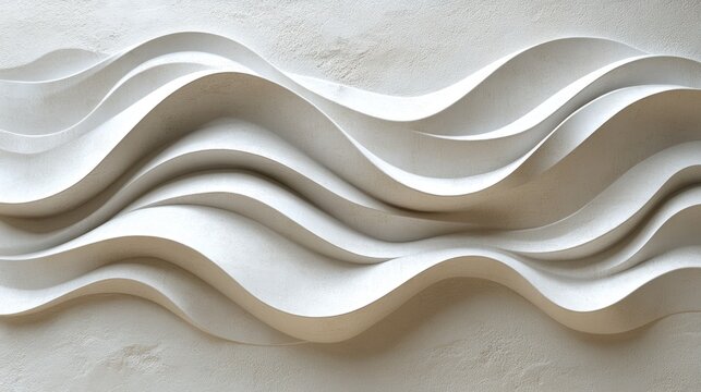 Abstract wavy, white relief, textured