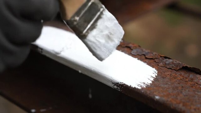 Painting rust with white paint.