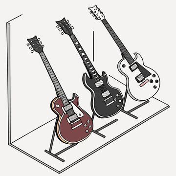 Guitars on Stands musical instruments stringed instruments guitar stands brown