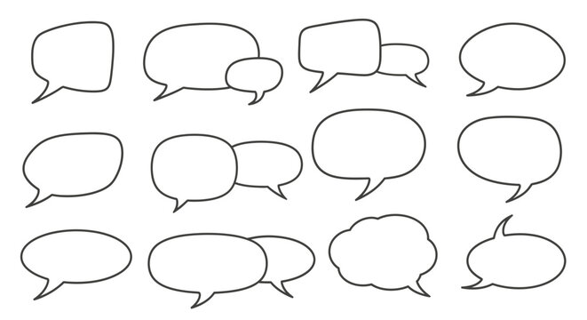 A set of comic speech bubbles and cartoon thought balloons featuring vector cloud designs for chat communication and text message dialog box illustrations