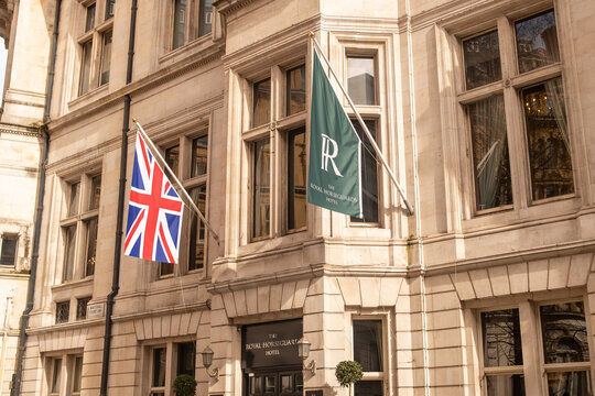 LONDON - Royal Horseguards Hotel Whitehall Court Union Jack flag St James London