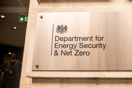 LONDON - Department for Energy Security & Net Zero plaque Whitehall Place St James London government building