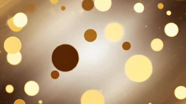 A shimmering abstract background features a multitude of golden and white bokeh circles scattered across a soft, blurred backdrop, creating a sense of warmth and ethereal beauty.