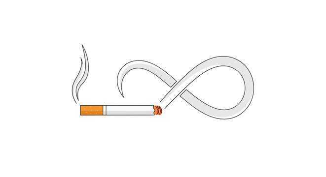 Cigarette forming infinity loop with smoke.