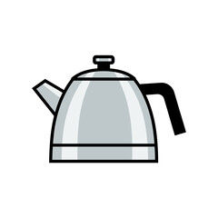 Obraz premium Minimalist stainless steel tea kettle icon for kitchenware and cooking design