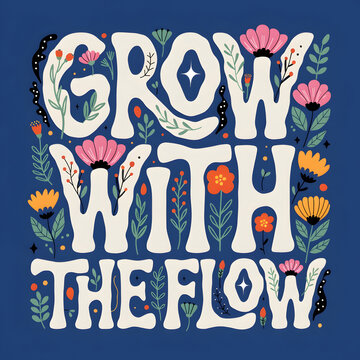 positive flowers lettering message