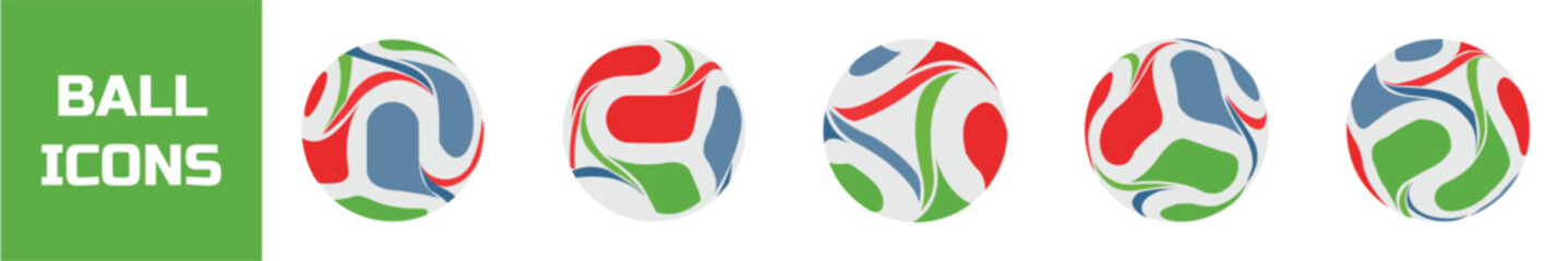 Fototapeta premium Football Ball Icons Set Soccer Tournament Sports Ball Vector Collection
