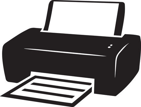 A classic desktop printer silhouette vector, black and white silhouette vector illustration