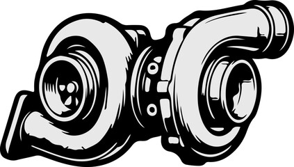 Twin Turbocharger Graphic Illustration for Automotive Performance © Nocturnal