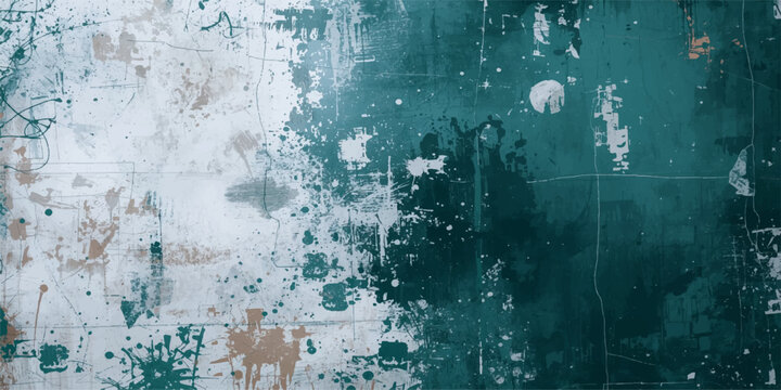 A textured blue grunge wall background featuring aged paint and a rough vintage surface with dark antique rust patterns on a dirty metal material backdrop.