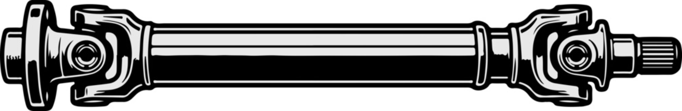 Automotive Driveshaft with Universal Joints Technical Illustration