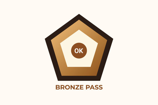 Bronze pass badge ok status certificate of achievement with bronze level bronze award certificate achievement pentagon business recognition performance certification qualifier