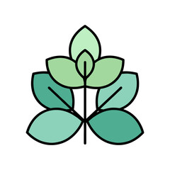 Minimalist mint leaf vector icon representing fresh herbal organic nature © FarukStock