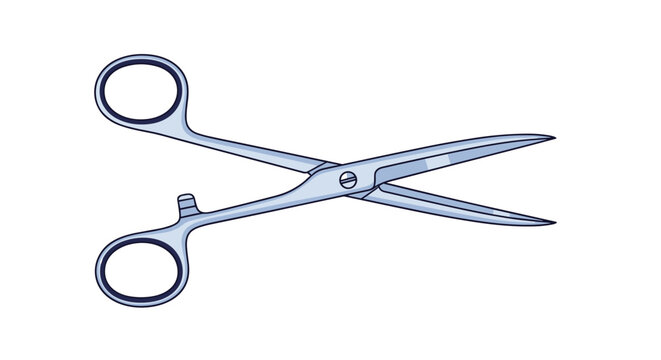 Professional medical surgical scissors or surgical forceps made of stainless steel shown in a detailed flat illustration style.
