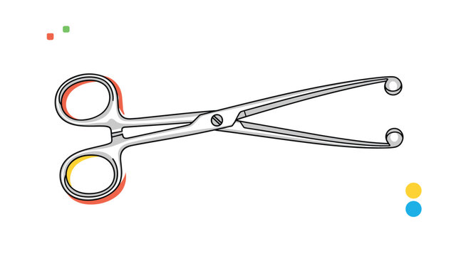 Detailed medical illustration of stainless steel cervical tenaculum forceps used in gynecological procedures.