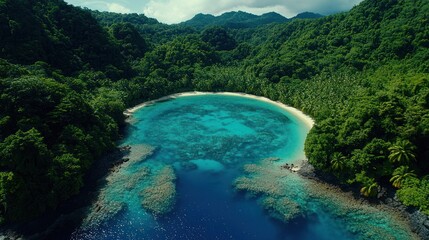 Obraz premium Tropical island bay, vibrant colors