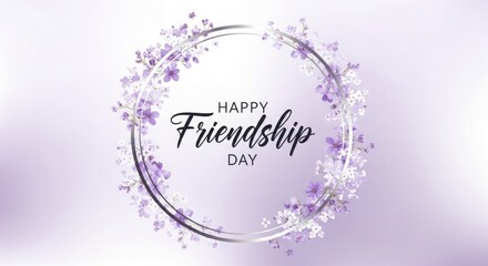 Obraz premium Happy friendship day floral wreath design for celebrating true friends