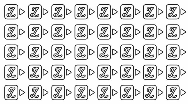 Repeating Pattern of Letter Z Icons with Play Buttons