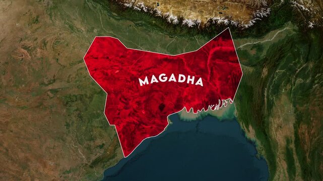 Magadha Map Animation around 400 BC. Historical map animation of Magadha. 4k.