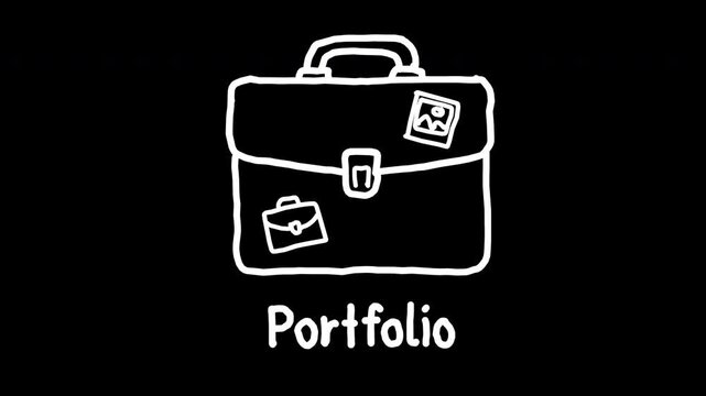 Hand drawn animated portfolio briefcase icon for 4k animated video, alpha transparent video