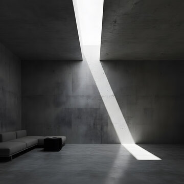 Minimalist Concrete Room with Skylight