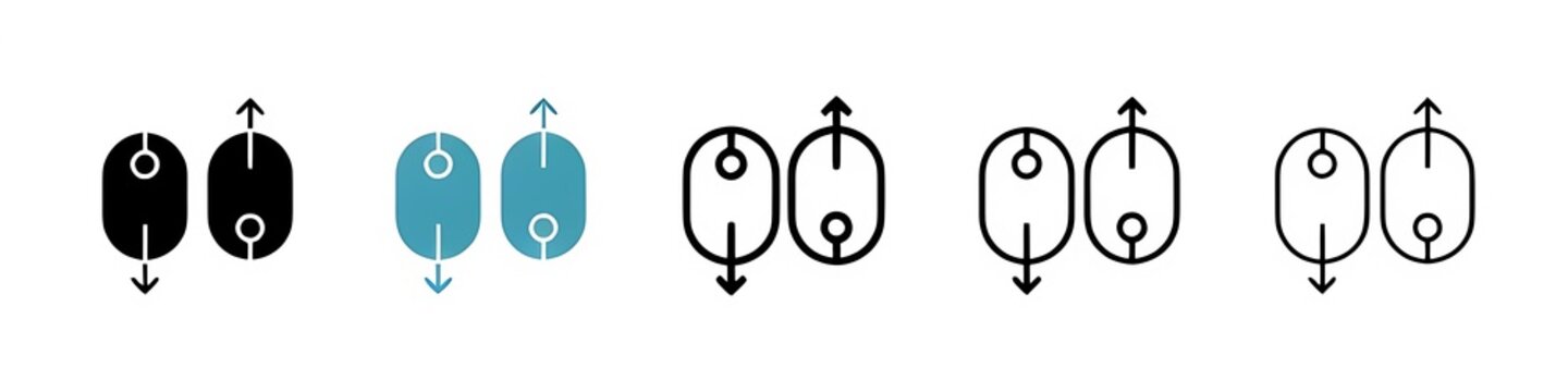 Scroll down up line icon vector set. Thin line customizable illustration. Contour symbol. Vector isolated outline drawing. Editable stroke