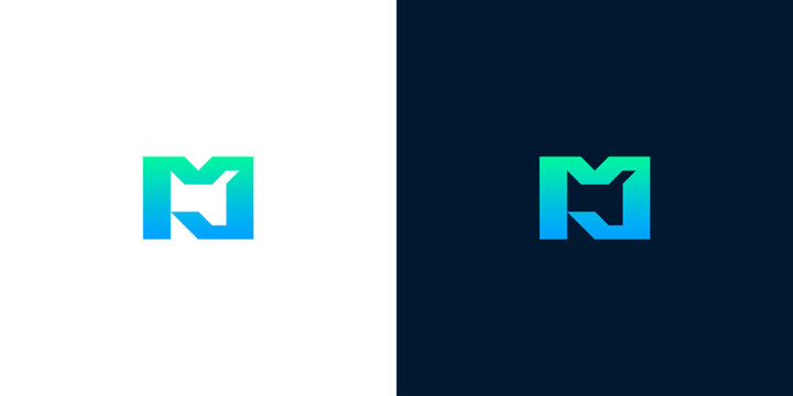 Abstract geometric letter M logo design in gradient colors, modern minimalist branding identity