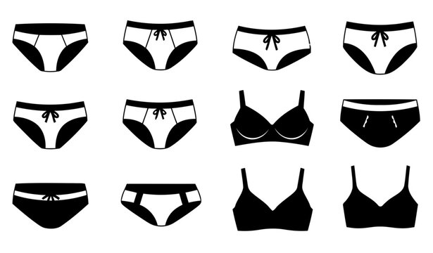 Set of Women's Lingerie Icons: Bras and Panties Collection