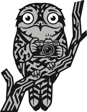 Minimalist bicolor potoo character for digital use